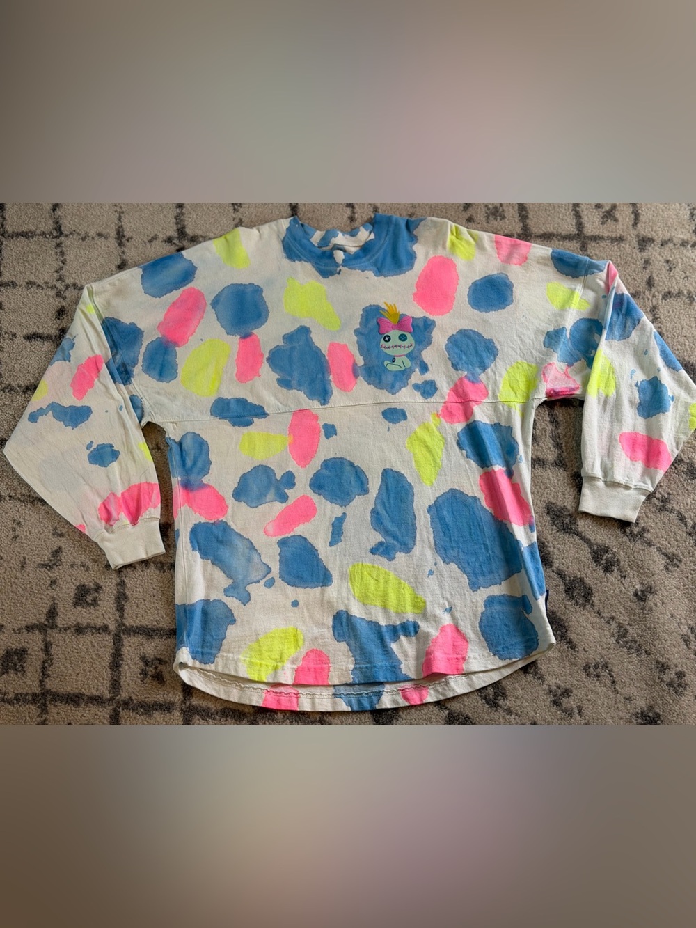 Disney Parks Stitch Ohana Spirit Jersey Small Scrump Tie Dye Watercolor Neon